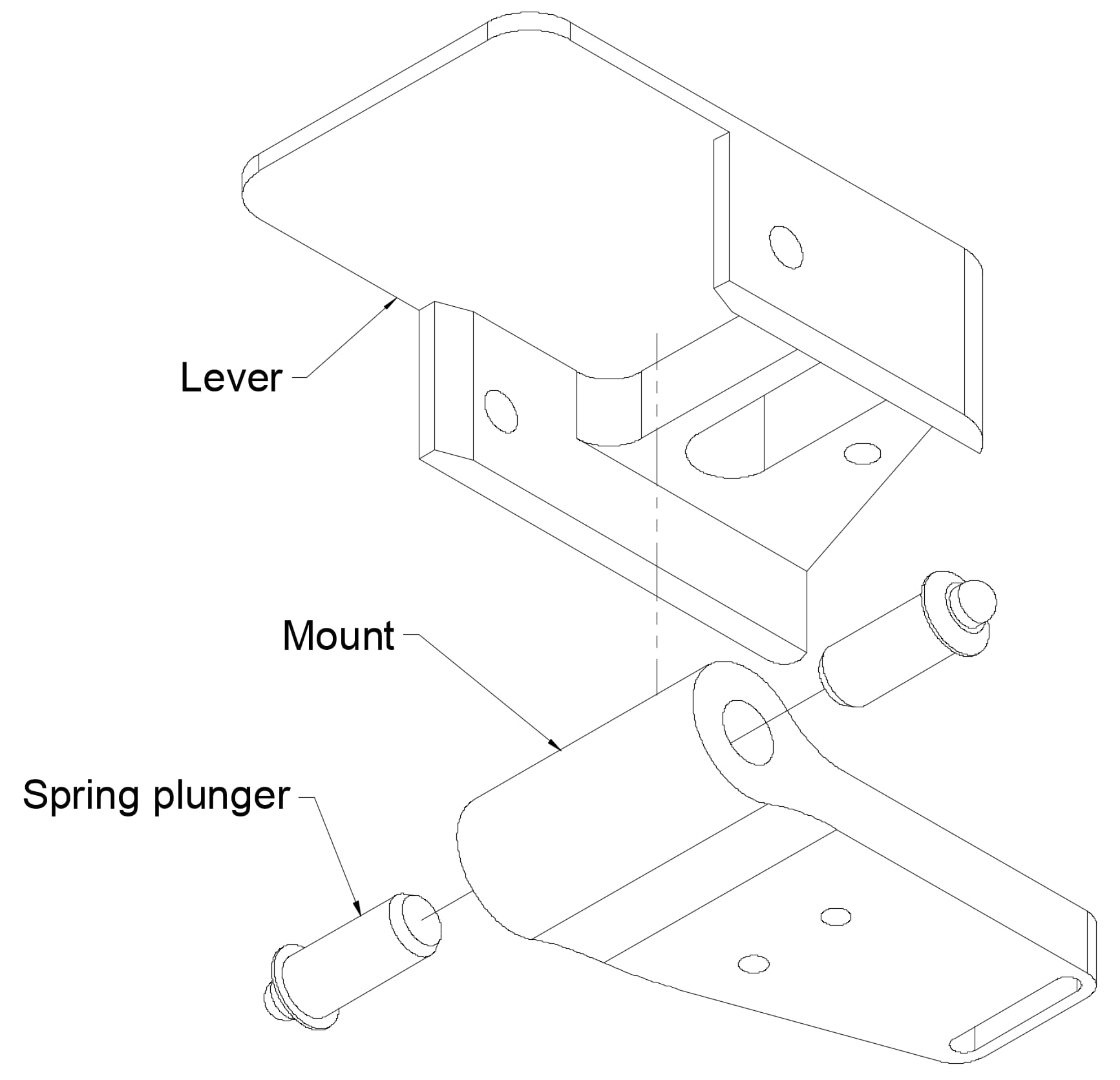 Lever secures to the mount with spring plungers